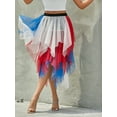 thumbnail image 4 of Caoirhny Women Fashion Midi Skirts Contrast Color/Solid Color Elastic High Waist Irregular Ruffles Multi-Layered Tulle Tutu Skirts, 4 of 9