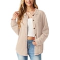 thumbnail image 6 of JWD Women's Blouses Long Sleeve Knitted Shacket Jacket Lightweight Button-Down Shirts Apricot L, 6 of 10