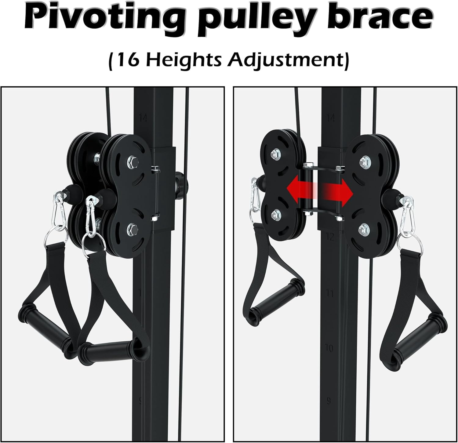 Reliancer LAT Pull Down and Low Row Cable Machine - 16 Height Adjustable Pulley System for Full Body Workout, Maximum Weight Capacity 400lbs, Perfect for Home Gym, Includes Additional Handle