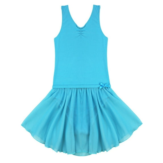 iiniim Kids Girls V-neck Shiny Dancer Pattern Ballet Dancewear Athletic Leotard Tutu Dress Gymnastic Unitard