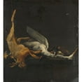 thumbnail image 2 of Elias Vonck 15x16 Black Ornate Wood Framed Double Matted Museum Art Print Titled - Still Life with Hare, Heron and Other Birds (1630 - 1652), 2 of 5
