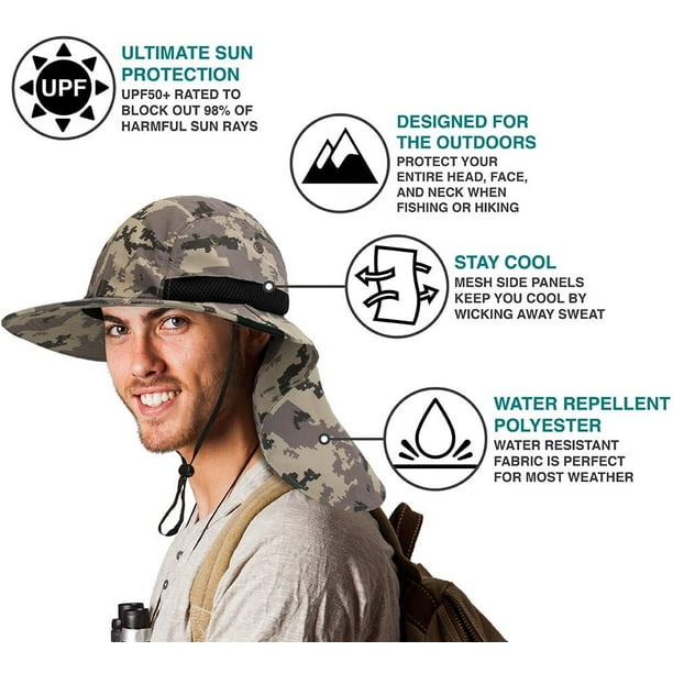 Yiailnter Fishing Hat With Neck Flap, Sun Protection Hiking Hat For Men Women Safari Cap Other