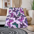 thumbnail image 4 of Butterfly (3) Throw Blankets 40"x30" Lightweight Flannel Fleece Cozy Soft Blanket Home Decor for Couch Bed Sofa Bedroom Living Room Travel Birthday Christmas All Season, 4 of 6