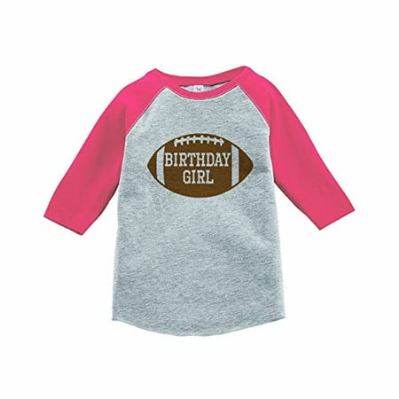 

7 ate 9 Apparel Girl s Football Birthday Pink Baseball Tee