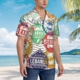 thumbnail image 2 of Lsque Travel Stamp pattern Hawaiian Shirt for Men, Unisex Summer Beach Casual Short Sleeve Button Down Shirts-Large, 2 of 9