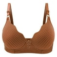 thumbnail image 2 of Clearance! Weikingp Bras for Women Small Bras Women No Thin Bra Stripe Prints Decoration Breathable Gathers Underwear Comfort Bra Bralettes for Women Push Up Bra Brown 40, 2 of 5
