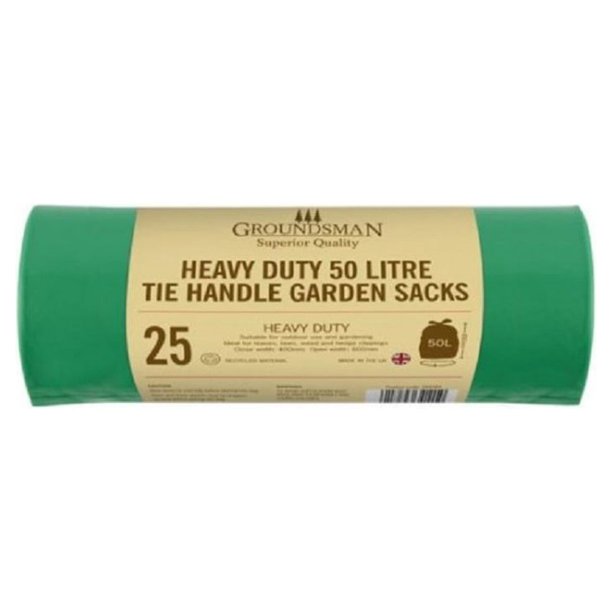 Groundsman - Bolsas Plásticas Heavy Duty Diseño Jardín - Pack de 25 (Verde)