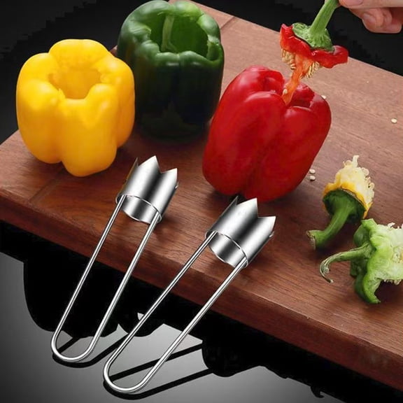 Red Bell Pepper Seed Corer & Jalapeno Corer Tool - 304 Stainless Steel, Apple Pineapple Vegetable Corer, Easy Core Remover with Anti-Slip Handle