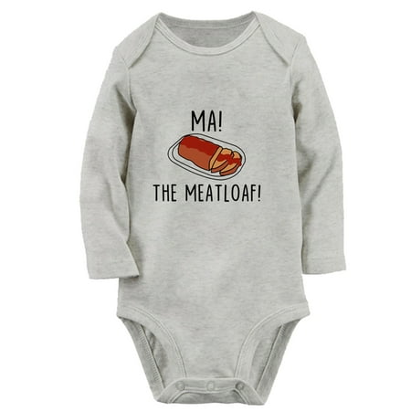 

iDzn® Ma! The Meatloaf Funny Rompers Newborn Baby Unisex Bodysuits Infant Jumpsuits Toddler Kids Long Sleeve Oufits (Gray 6-12 Months)
