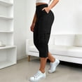 thumbnail image 5 of Capris pour Femmes, Yigetop Capris Cargo à Coupe Décontractée pour Femmes Pantalons de Randonnée Été Voyage Plein Air Décontractés Amples Confortables Pantalons Raccourcis Capris Cargo pour Femmes Noir G, 5 of 5