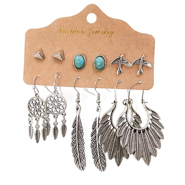 Pendientes Retro Turquesa Bohemios Para Mujer, Pendientes Étnicos, Joyería Vintage, Pendientes Colgantes Bohemios Para Fiestas, Vacaciones Y Uso Diario Cateissary AP006168-06