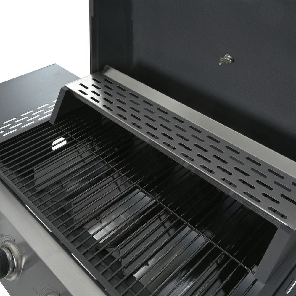 Cheelom 4 Burner Propane Gas Grill, Stainless Steel with Two Shelves and Thermometer 34200B Outdoor BBQ Camping GrillTU