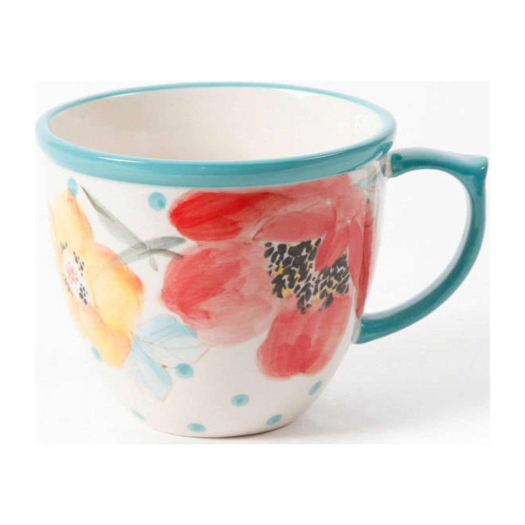 The Pioneer Woman Vintage Bloom 4-Piece 16-Ounce Coffee Cup Set, White