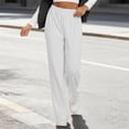 thumbnail image 7 of Wide Leg Elastic Waist Trousers for Women Lightweight Flowy Palazzo Pants Button Fly Loose Bottoms Lounge Summer Streetwear, 7 of 7