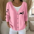 thumbnail image 2 of Cnbwig Womens Cardigan Sweaters Elegant Long Sleeve Knit Cardigan Button Down Sweater Cat Knitted Coat Loose V Neck Jacket Womens Sweaters Casual Tops D-Pink L, 2 of 5