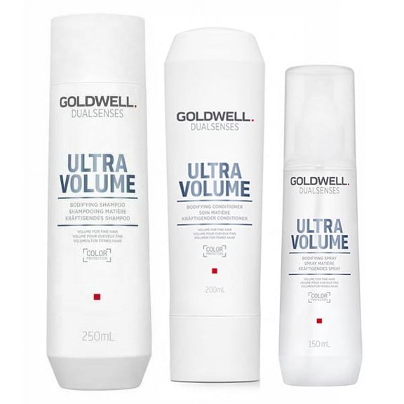Set A , Goldwell Dualsenses Ultra Volume Bodifying Shampoo & Conditioner & Spray Hair Kit