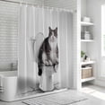 thumbnail image 6 of Funny Cat Bathroom Shower Curtains with 12 Hooks Polyester Waterproof Shower Curtain for Stalls and Bathtubs Modern Abstract Cute Animals on Toilets Artwork Decorative Bathroom Curtain 36x72 Inches, 6 of 8