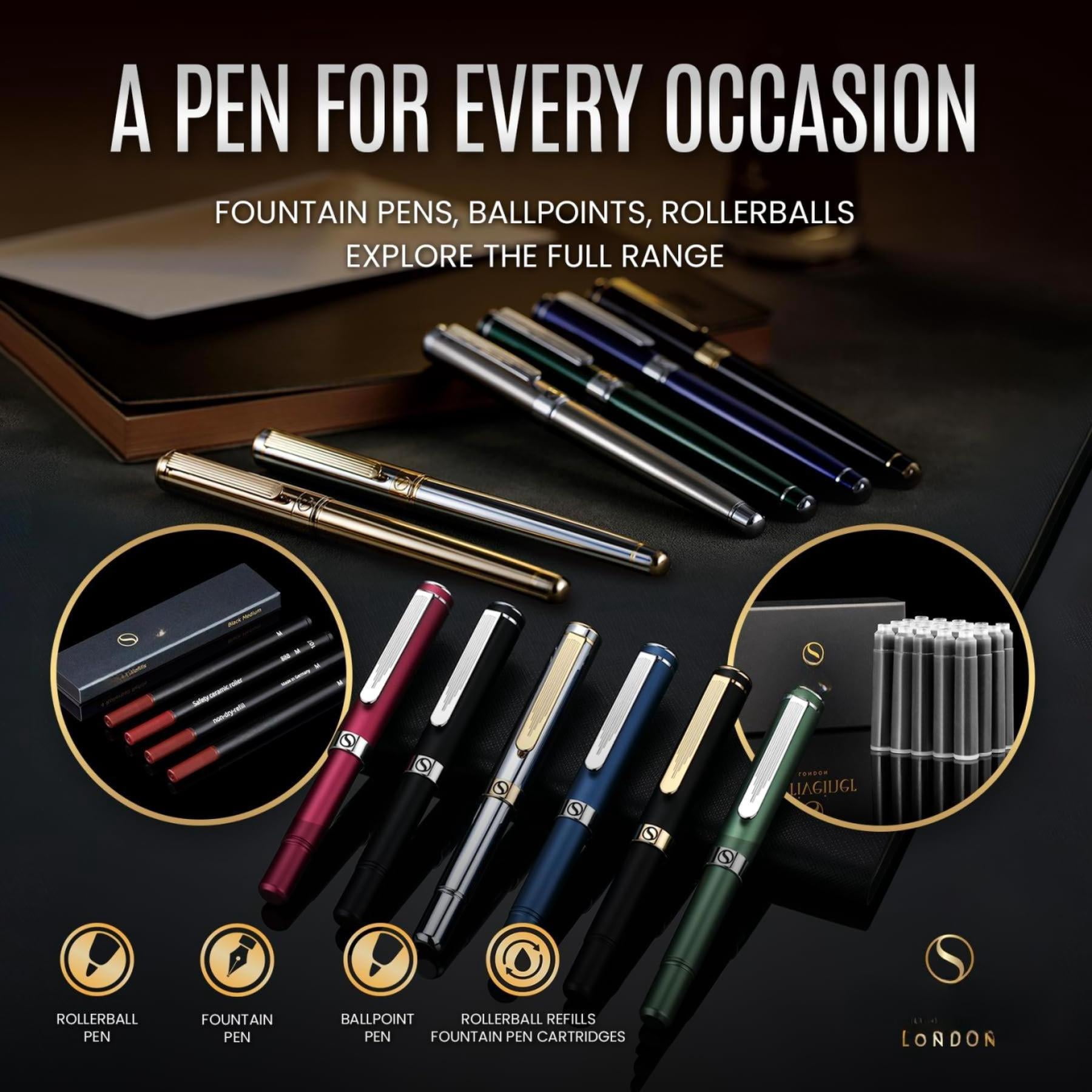 Black Lacquer Ballpoint Pen -stunning Luxury  Real Schmidt Refill Gift Set For Men & Women Professional Executive Office Nice Fancy Designer Pens