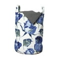 thumbnail image 1 of Watercolor Laundry Bag, Hand Drawn Roses and Leaves Abstract Floral Blooming Nature Theme, Basket with Handles Drawstring Closure for Laundromats, 13" x 19", Violet Blue Slate Blue, by Ambesonne, 1 of 4