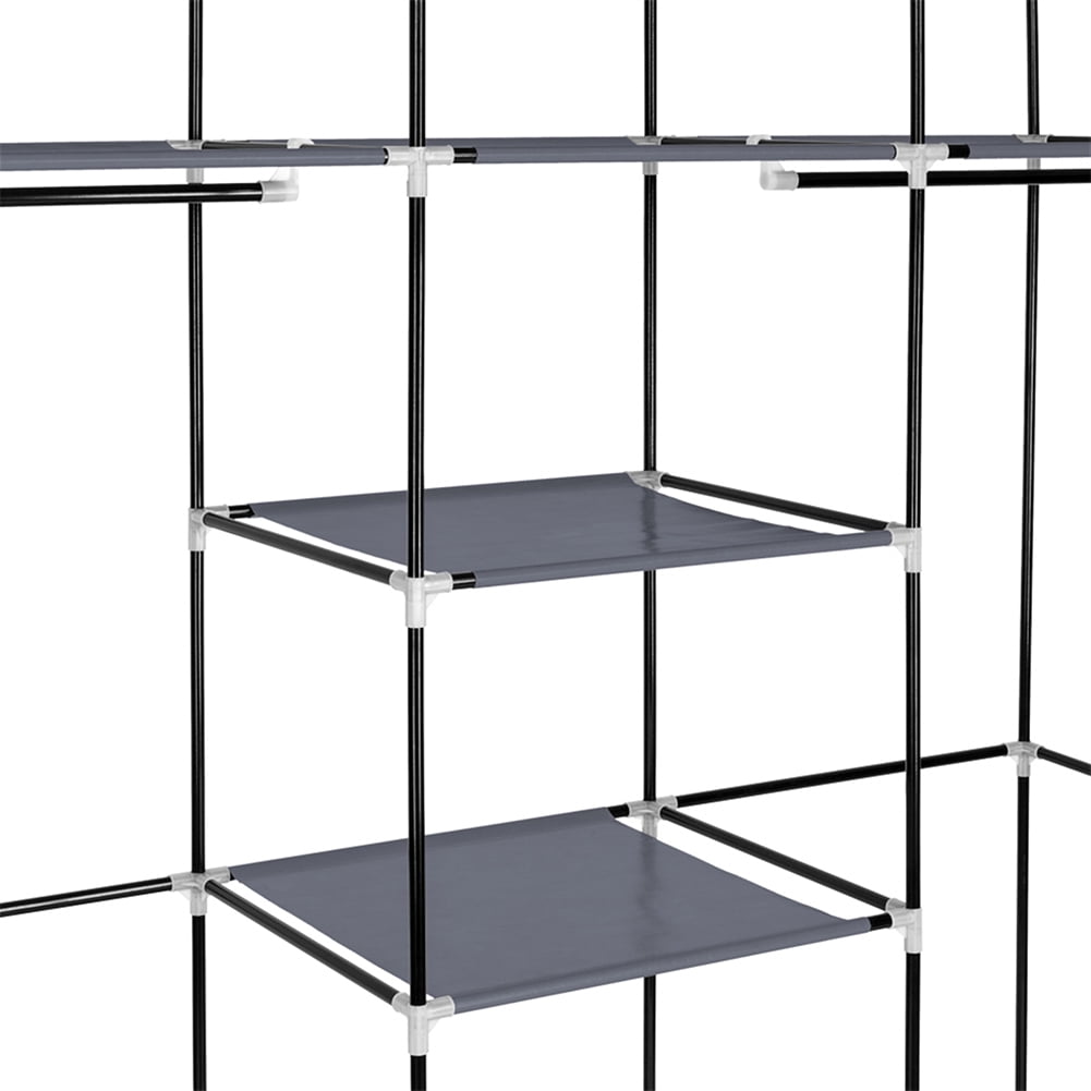 Private Jungle Portable Wardrobe Closet Storage Rack, Non-Woven High-Quality Wardrobe, Gray