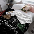 thumbnail image 3 of Merry Christmas Throw Flannel Blanket 40x50In Xmas Tree Snowflake Black Super Soft Cozy Bed Blanket, Lightweight Plush Fuzzy Bed Throw for Bedroom Sofa Couch Living Room, 3 of 4