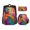 thumbnail image 1 of Easygdp Colorful Parrot Jungle Dream A Mochila para Niños y Niñas con Set de Caja de Almuerzo y Estuche para Lápices 3 en 1, Mochila Escolar Estampada para Adolescentes, 1 of 7