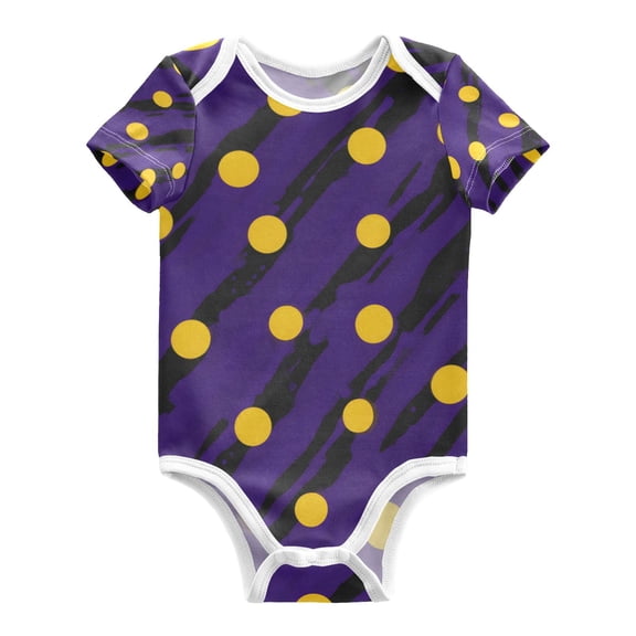 Yellow Polka Dot Pattern Baby Bodysuits 100% Cotton Short Sleeve for 0-24 Months Baby Golf Outfit 3Months