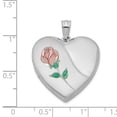 thumbnail image 3 of FB Jewels Sterling Silver Rhodium-plated 24mm Satin, Enameled, D/C Rose Locket, 3 of 3
