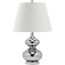 SAFAVIEH Eva 24 in. H Double Gourd Glass Table Lamp, Silver