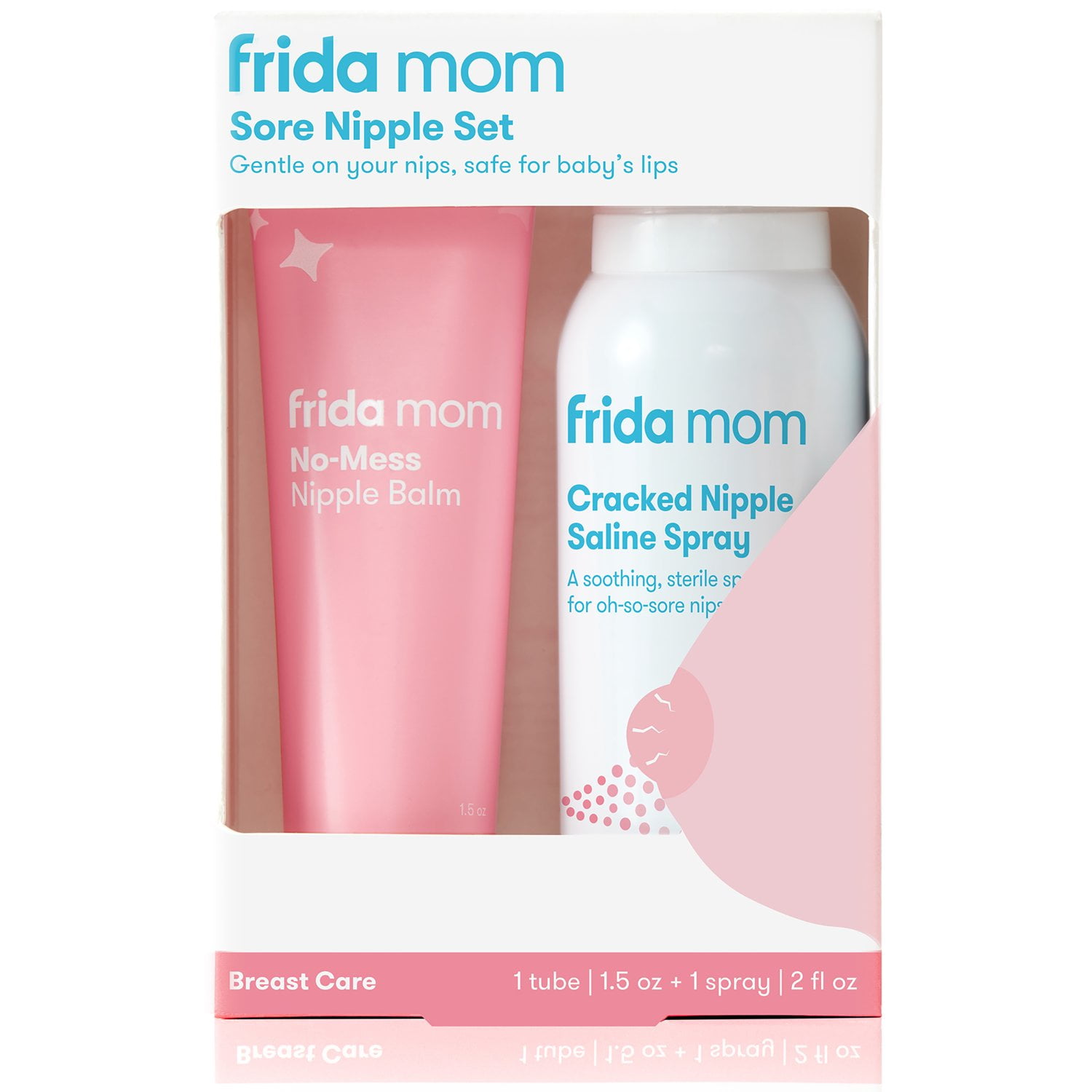 Frida Mom Sore Nipple Breastfeeding Set with Soothing Saline Spray and No  Mess Nipple Cream, Lactation Relief Treatment, 2 Piece - Walmart.com