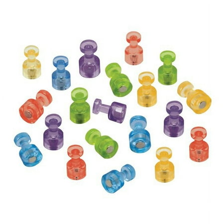 Quartet Magnetic Push Pins, High Power Magnets, Bright Colors, 20 Pack