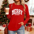 thumbnail image 5 of Christmas Tree Shirt Women Christmas Embroidered Trees Long Sleeve Shirts Gift Xmas Graphic Tee Tops, 5 of 7
