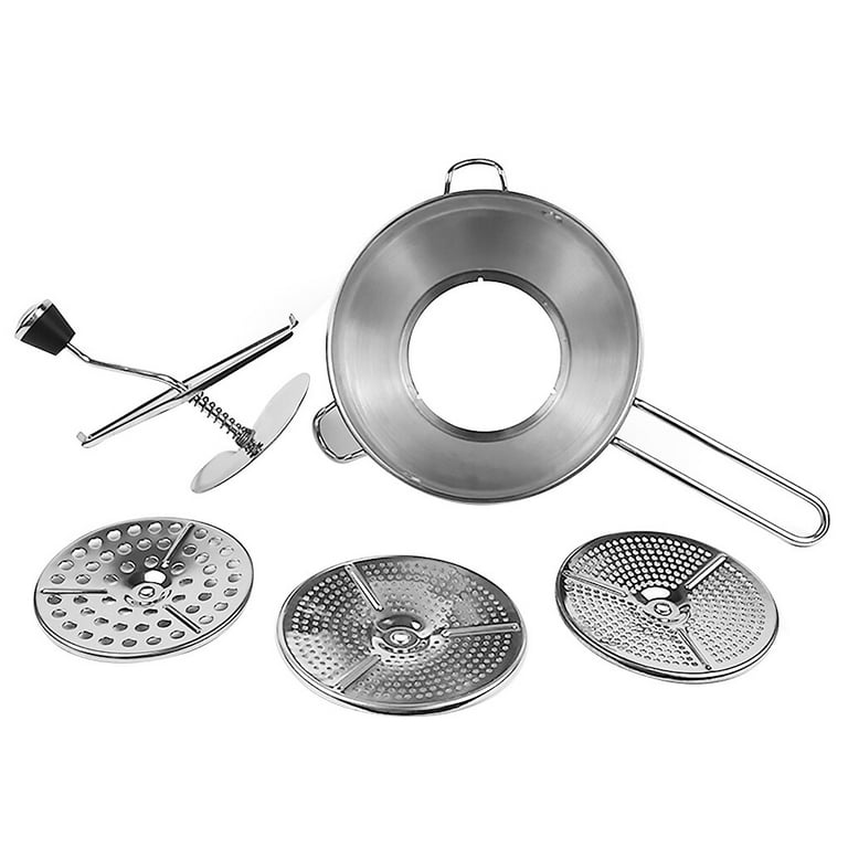 Navaris Stainless Steel Food Mill - Rotary Food Mill Vegetable Strainer Potato Masher Grinder with 3 Milling Discs, 1 Quart Capacity - Dishwasher