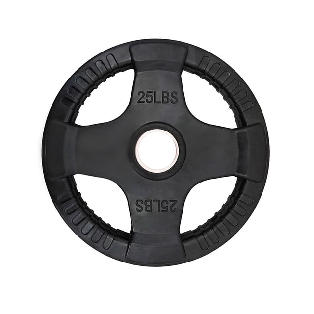 Par de Discos Olímpicos Tayga Rubber 4 Agarres 25 Lb
