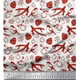 thumbnail image 1 of Soimoi Red Rayon Fabric Spruce Leaves & Baubles Christmas Print Fabric by the Yard 42 Inch Wide, 1 of 3