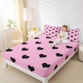 thumbnail image 4 of jejeloiu Black Heart Print Queen Sheet Sets,Cartoon Love Romantic Theme Bed Set For Girls Kids 4-Piece, 4 of 7