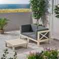 thumbnail image 2 of GDF Studio Keith Outdoor Modular Acacia Wood Loveseat and Coffee Table Set with Cushions, Gray, 2 of 8