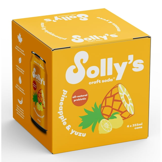 Solly's Craft Soda Pineapple & Yuzu Prebiotic 4x355ml
