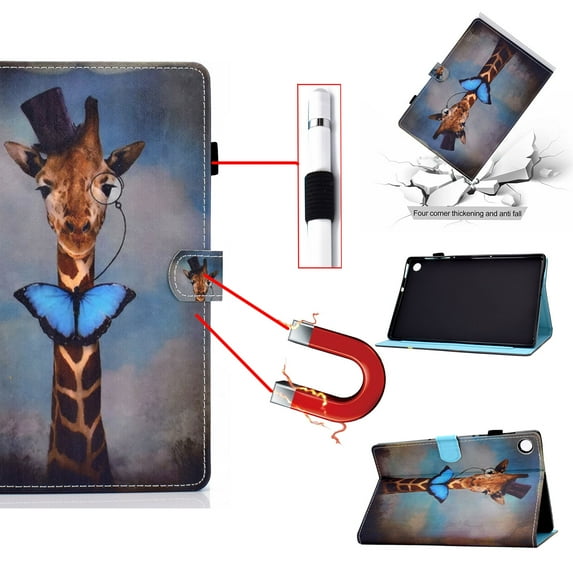 SaniMore Case for Samsung Galaxy Tab A8 Case 10.5" 2022 SM-X200/X205, Auto Wake/Sleep Pen/Card Holder Stand Dual Angle PU Leather Case Soft TPU Back Color Painting Magnetic Protective Case X200,C