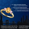 thumbnail image 2 of Gem Stone King 1.75 Ct Oval Checkerboard Yellow Citrine Pink Lab Grown Diamond 18K Yellow Gold Plated Silver Ring, 2 of 6