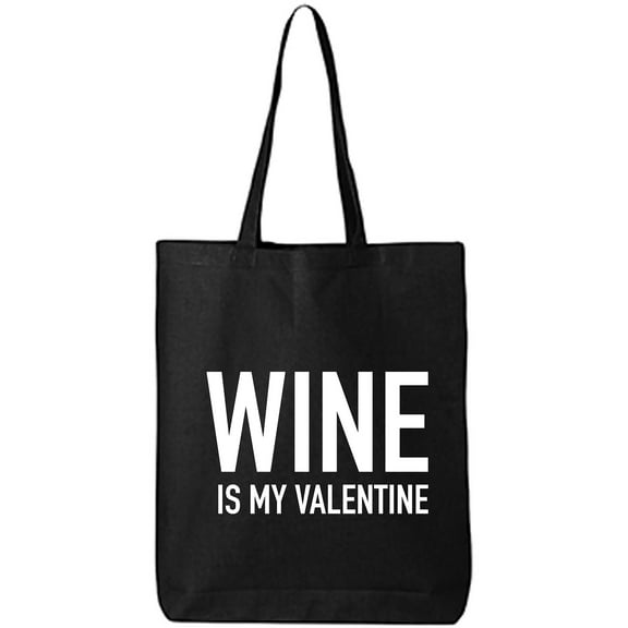 Wine Is My Valentine Cotton Canvas Tote Bag