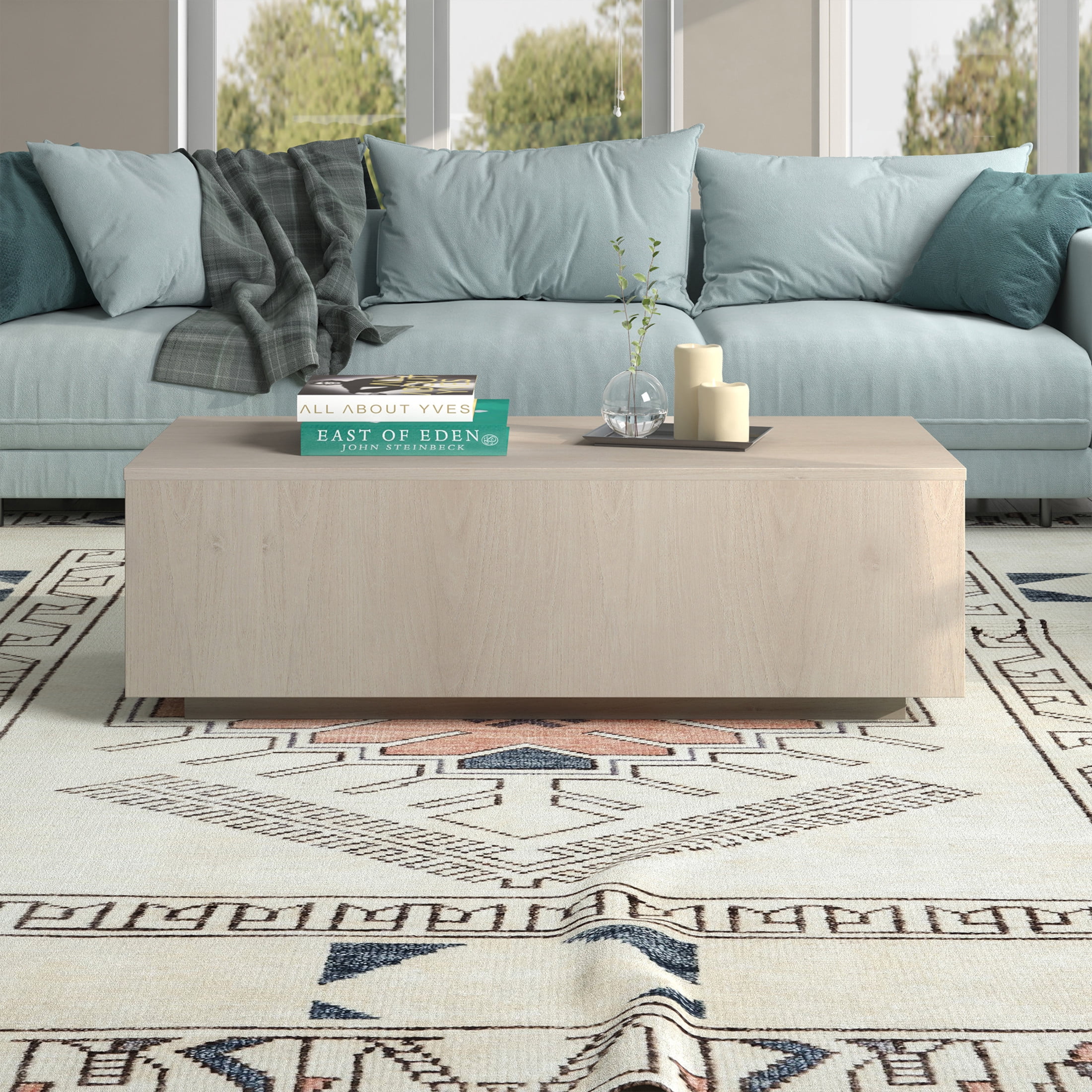 Evelyn&Zoe Modern/Contemporary 48" Wide Alder White Coffee Table