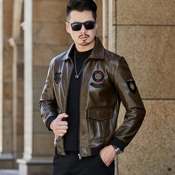 Abrigo de cuero con forro polar para hombre, chaqueta de cuero de marca de moda informal de otoño e invierno, abrigo cálido para hombre, ropa superior