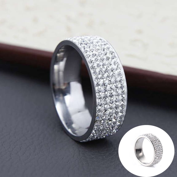 STAOEDU Womens Wide Eternity Ring Wedding Band Wide Band Cubic Zirconia Eternity Band Ring