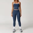 thumbnail image 1 of AEXTO Two Piece Color Block Womens Workout Sets Cross Back Tank Top Matching High Waist Leggings Sets Gym Outfits Activewear, 1 of 5