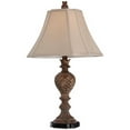 thumbnail image 3 of Regency Hill Regio Traditional Table Lamp 25 1/2" High Carved Brown Tan Fabric Square Bell Shade for Bedroom Living Room Bedside Nightstand Office, 3 of 6