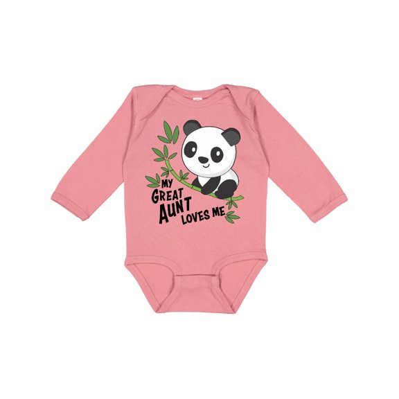 Inktastic My Great Aunt Loves Me- Cute Panda Boys or Girls Long Sleeve Baby Bodysuit
