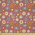 thumbnail image 2 of Ambesonne Floral Fabric by the Yard Microfiber, Abstract Funky Colors Layout, 1 Yard, Vermilion Pale Teal, 2 of 2