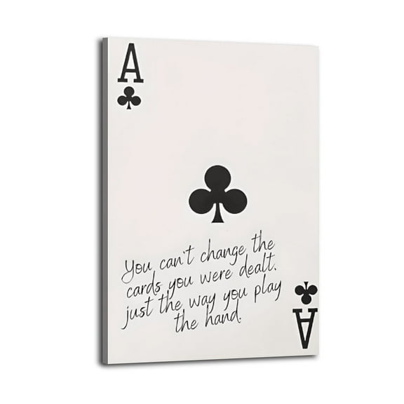 Funky Black And White Poker Posters, Funny Lucky Ace Playing Card Canvas Poster Wrapped Wooden Frame Wall Decor,,Canvas Wall Art for Living Room,Bedroom,Office,Ready to Hang