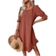 thumbnail image 3 of Vestido Corto Holgado con Mangas Abullonadas, Bajo con Volantes, Cuello Redondo y Fruncido, Bordado en Rojo M, 3 of 10